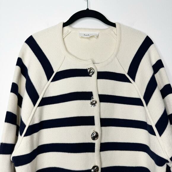 Ba&sh Massimo Lady Cardigan in Ecru Navy Cream Stripe Size 2 / Medium - Picture 3 of 13